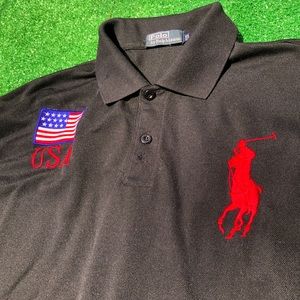 Vintage Polo by Ralph Lauren. Black Team USA with large Red Pony #3